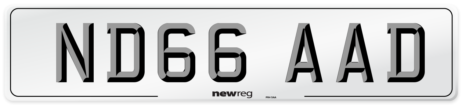 ND66 AAD Number Plate from New Reg